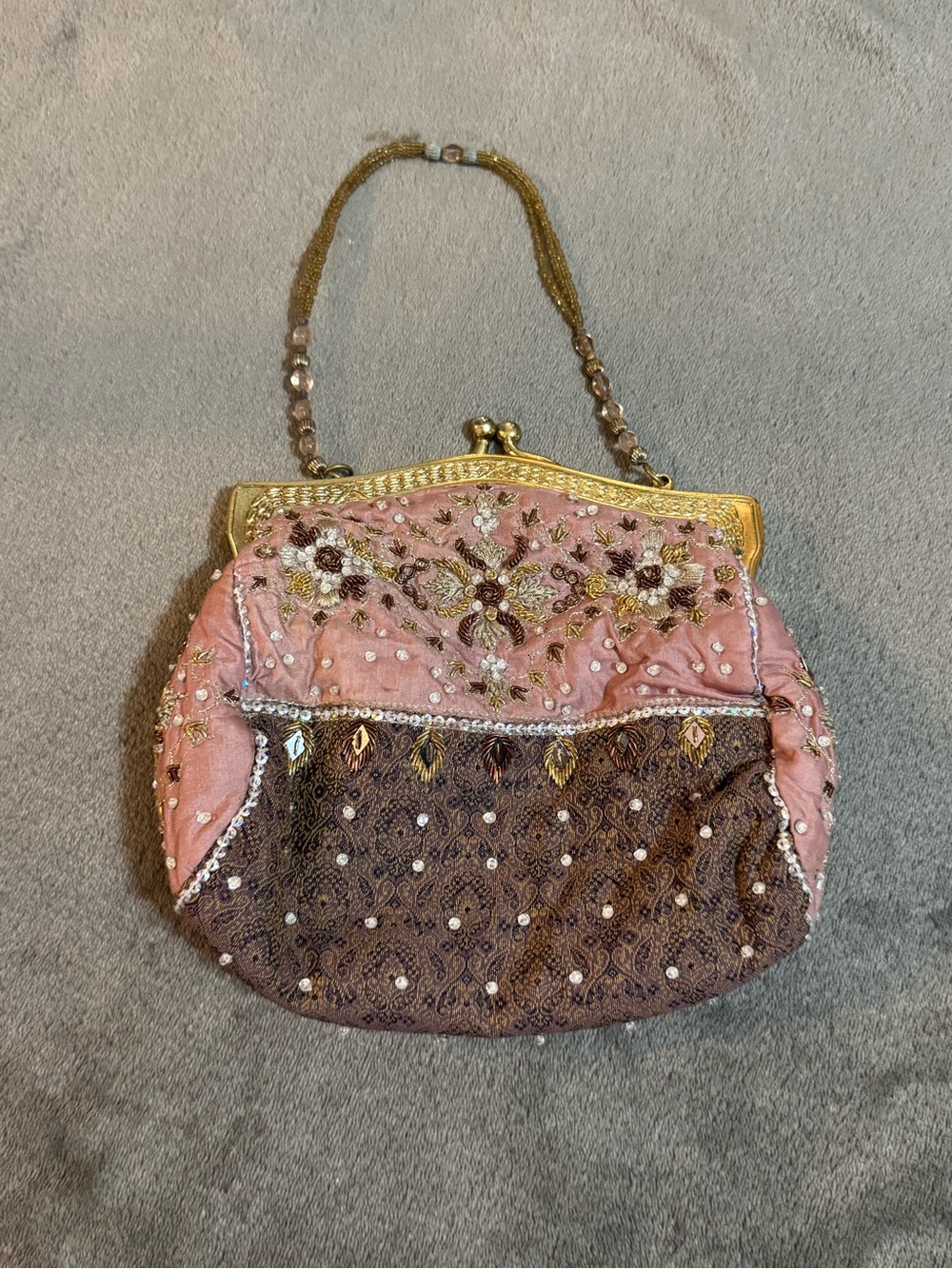 Vintage Christiana Embroidered Jeweled and Beaded Evening Clutch